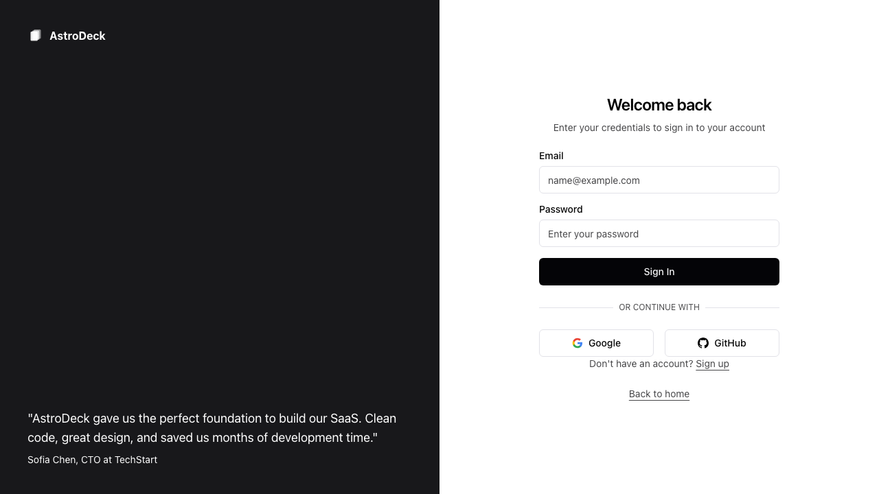 Login page preview